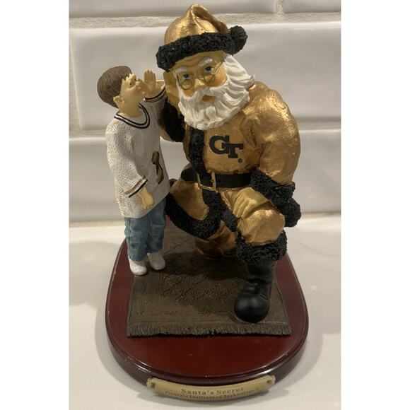 Georgia Tech Santa Collegiate Collectables Christmas 2001 Wood Base Stand Vtg - Picture 2 of 13